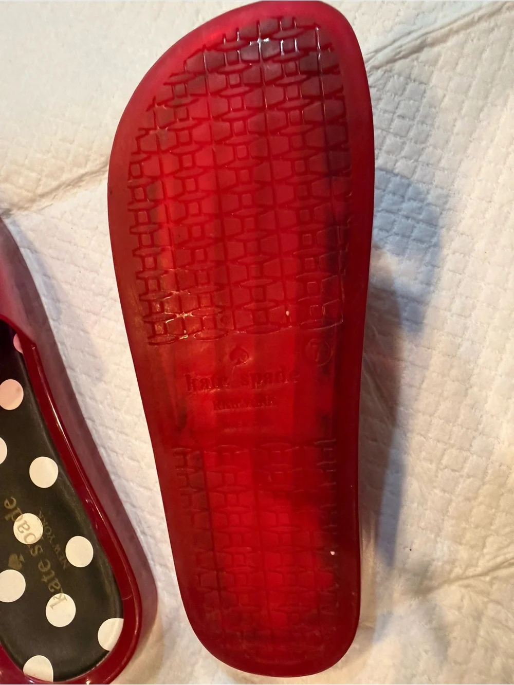 kate spade Red Polka Dot Camellia Slide Sandals